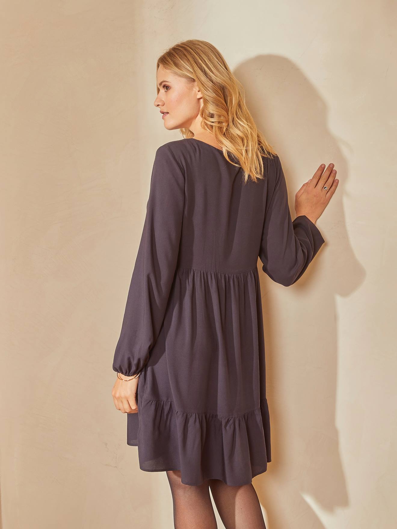 Robe courte col V grossesse et allaitement noir