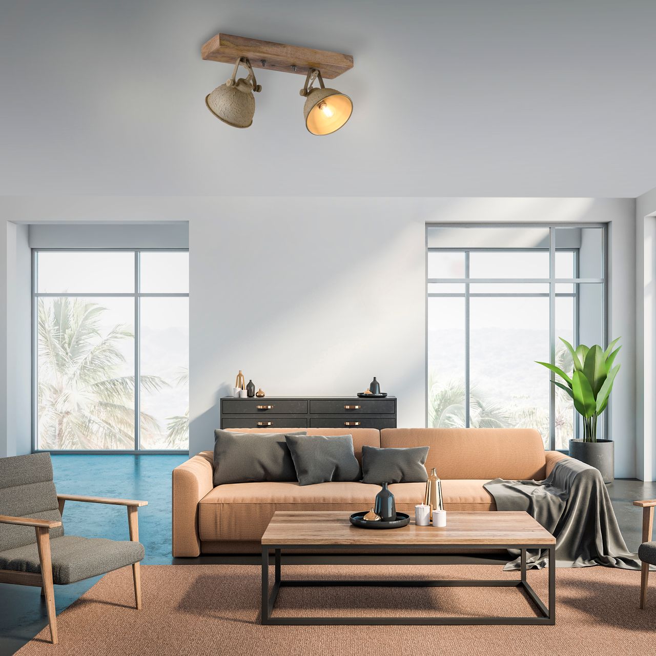 JUST LIGHT LeuchtenDirekt Wand- und Deckenleuchte SAMIA, 2x E14 max. 40,00Watt, dreh- und schwenkbar, Innenleuchte, IP20