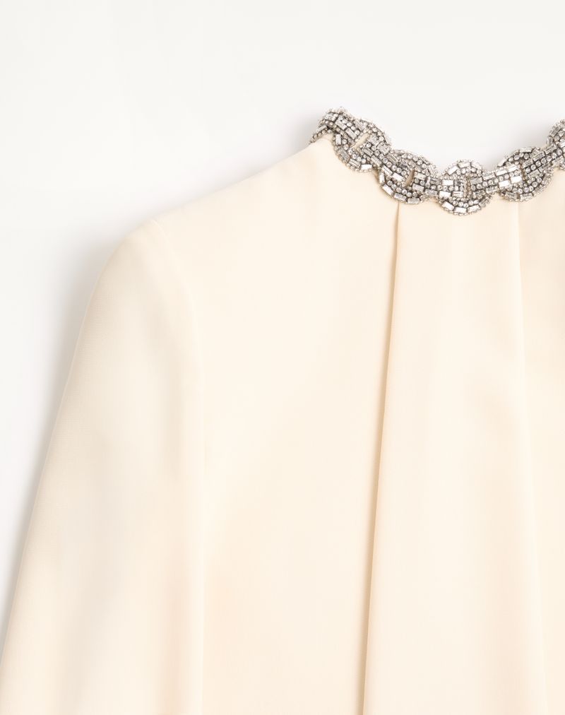 Vestido curto bordado em cady de alta costura