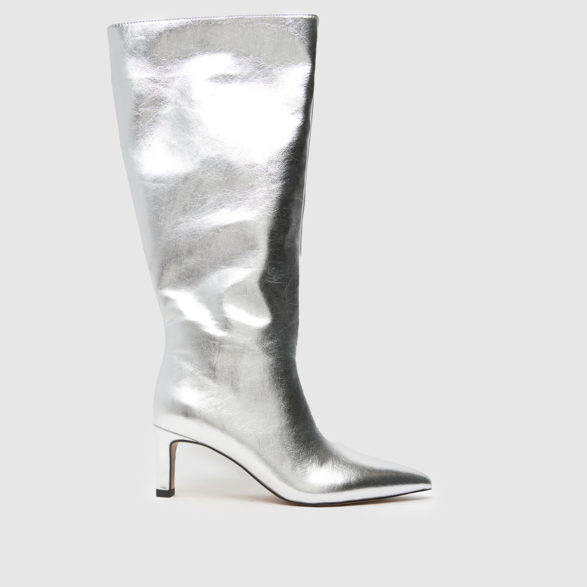 Schuh Dottie – Silverfärgade knähöga stövlar