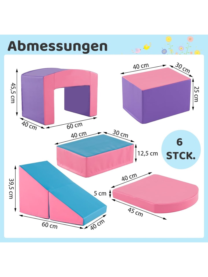 COSTWAY 6 tlg. Schaumstoffbausteine in Rosa günstig kaufen onesize