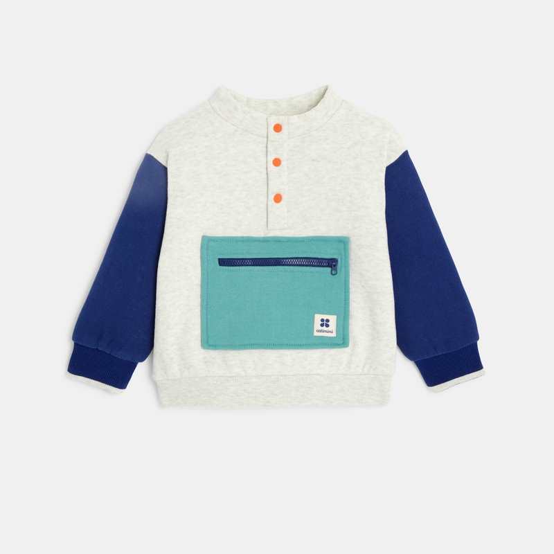 Sweat bébé garçon molleton colorblock gris Catimini
