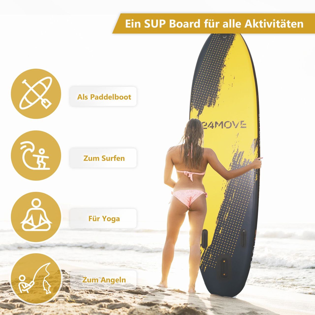 TroniTechnik 24MOVE® Standup Paddle Board SUP, inkl. Zubehör, Paddel Hochdruckpumpe,SPECIAL FORCE,366x80x15cm