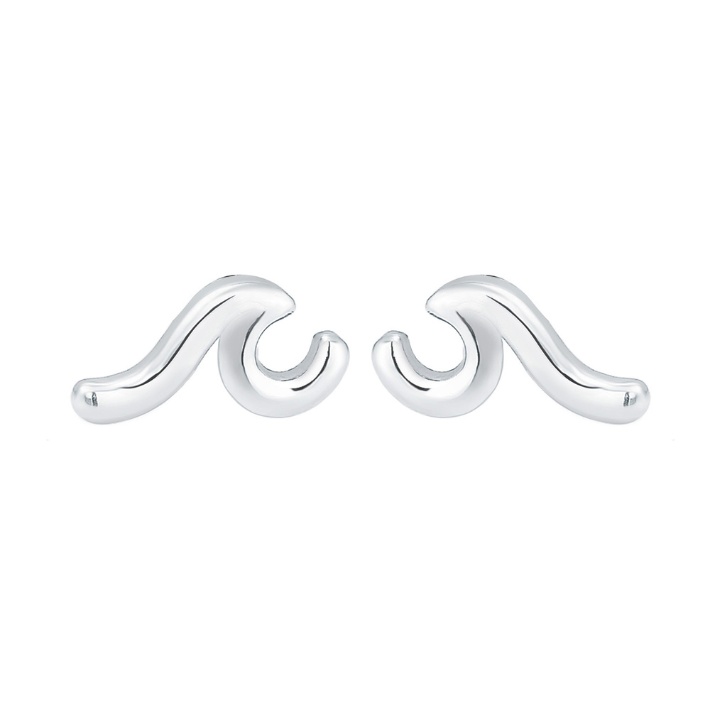 Elli Elli Boucles d'Oreilles Femmes Clous d'oreilles Vagues Tendance en Argent Sterlin Boucles d'oreilles