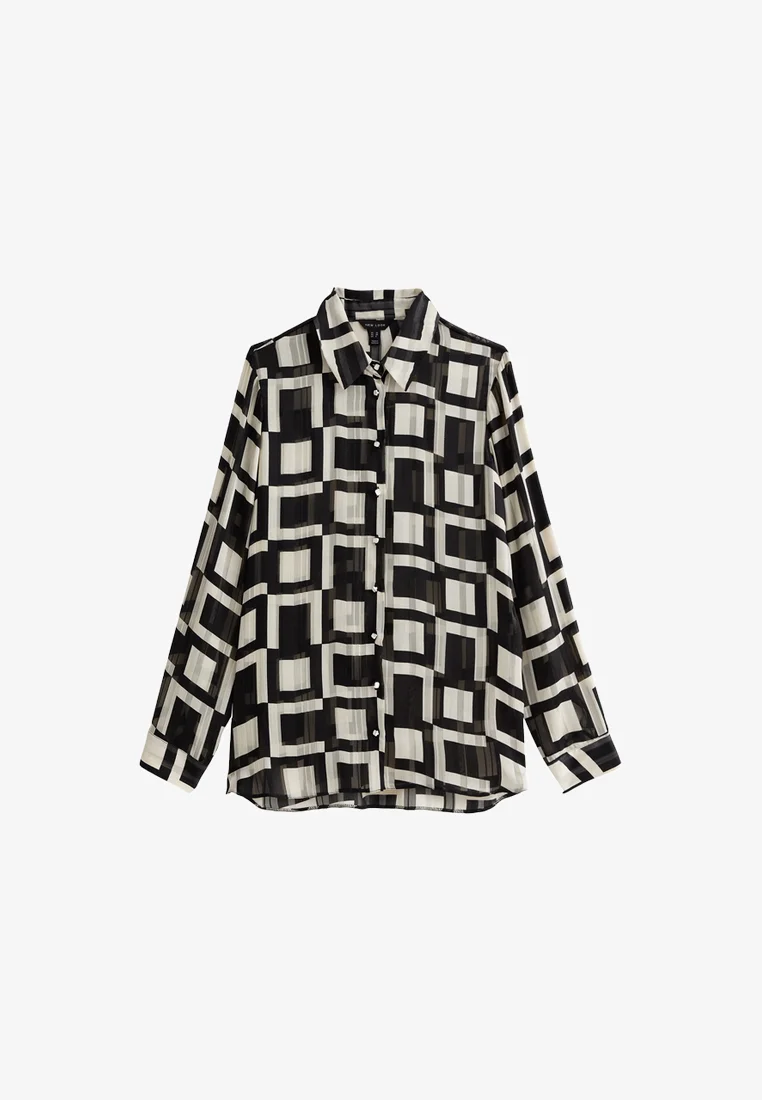 Camisa larga con estampado geométrico New Look