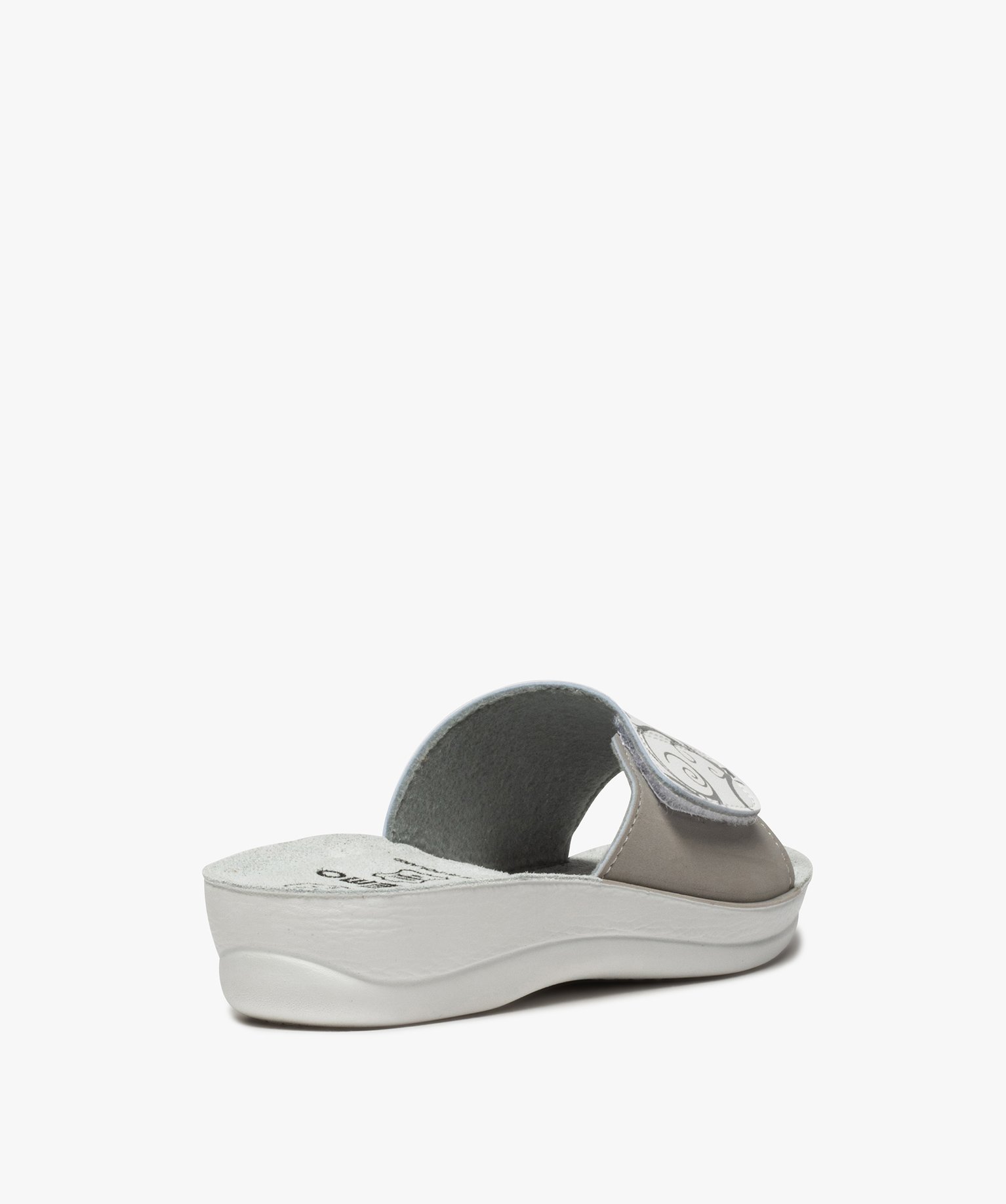 Mules femme confort ouvertes à bandeau scratch imprimé blanc | GEMO