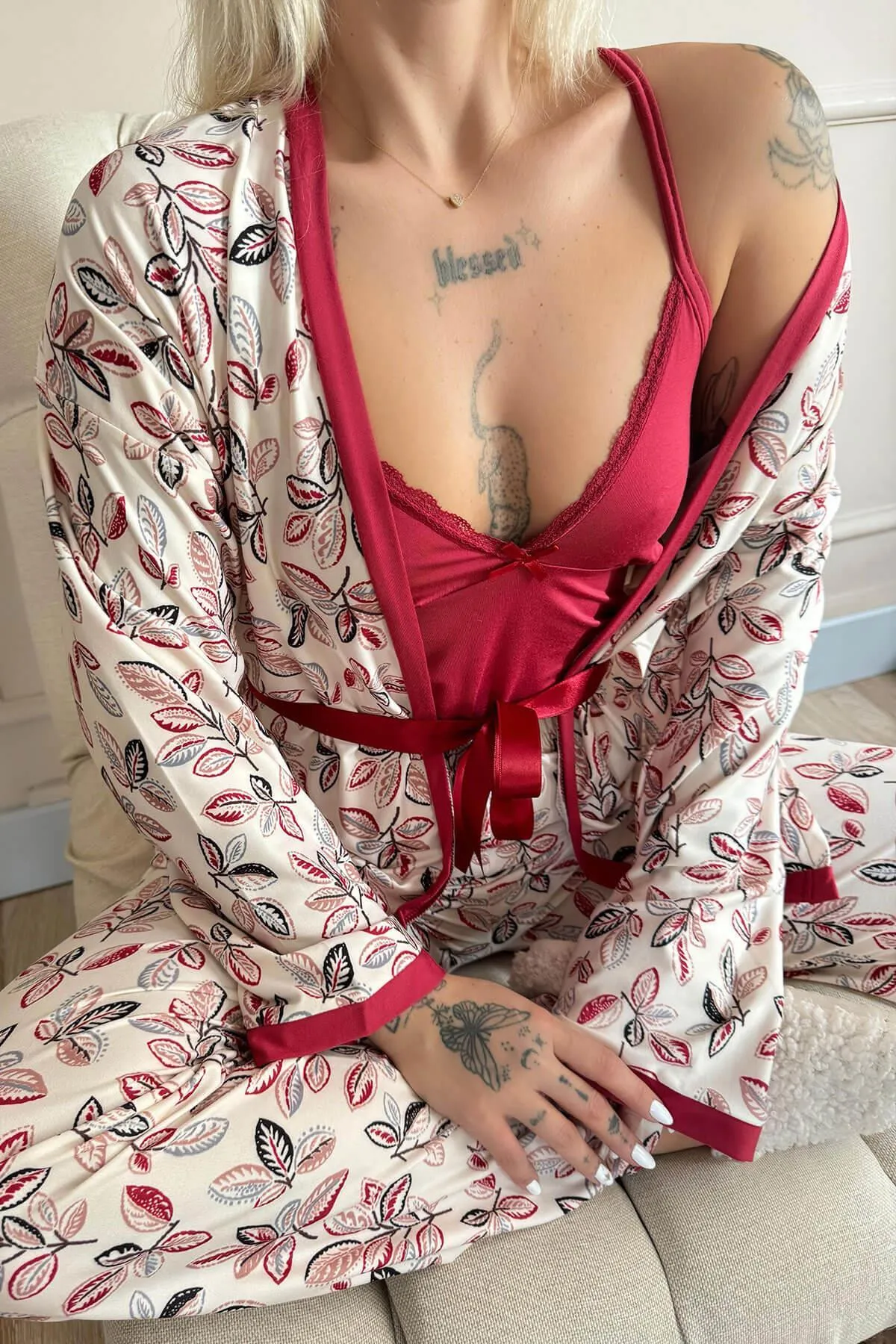 Pijamaevi  Pyjama set - Rot - Unifarben