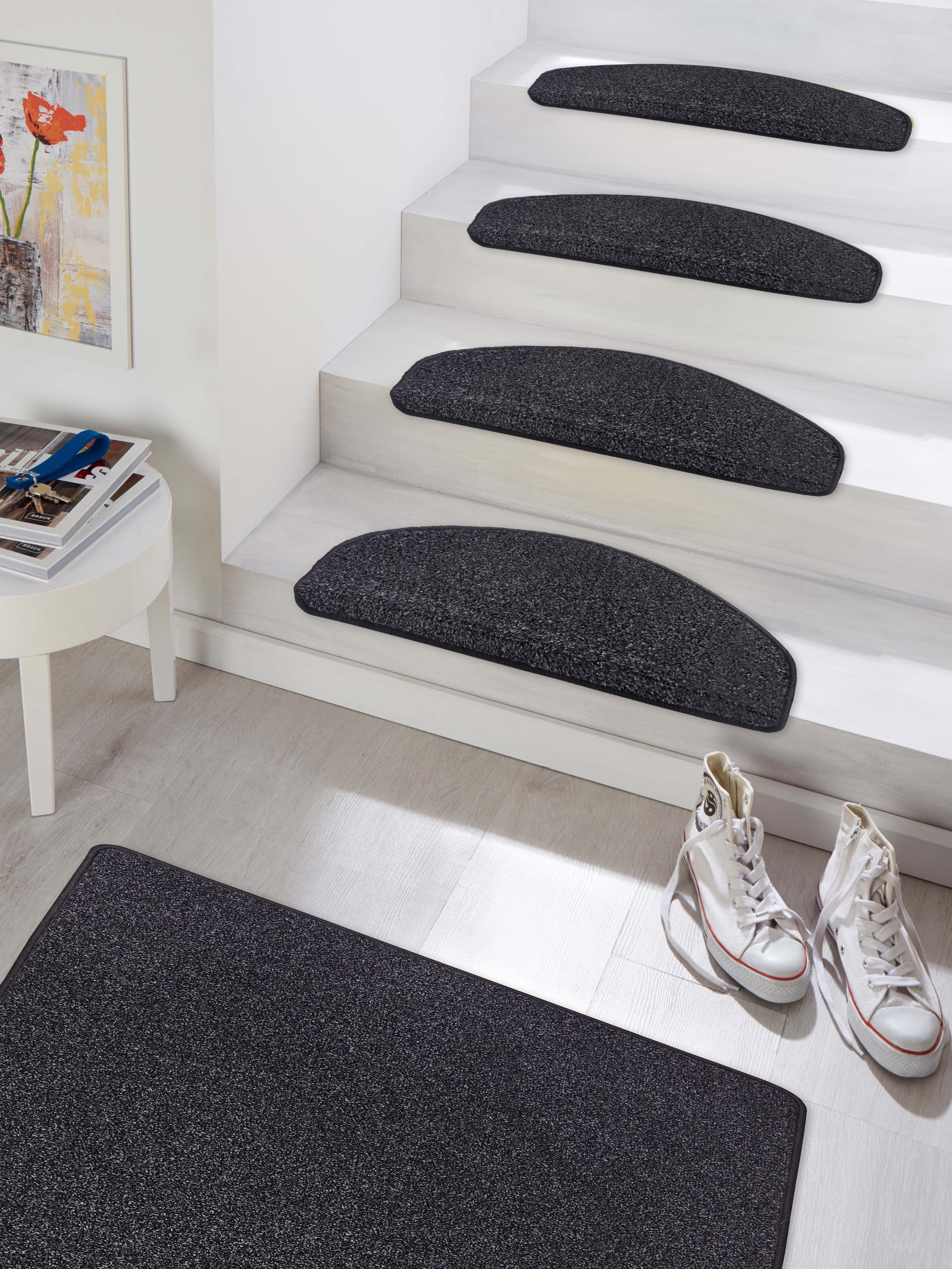 Stufenmatte Liberty, Hanse Home Exclusiv, halbrund, Höhe: 7 mm, Uni, robust, kräftige Farben, Meliert, Treppe, Gekettelt, 15 er Set