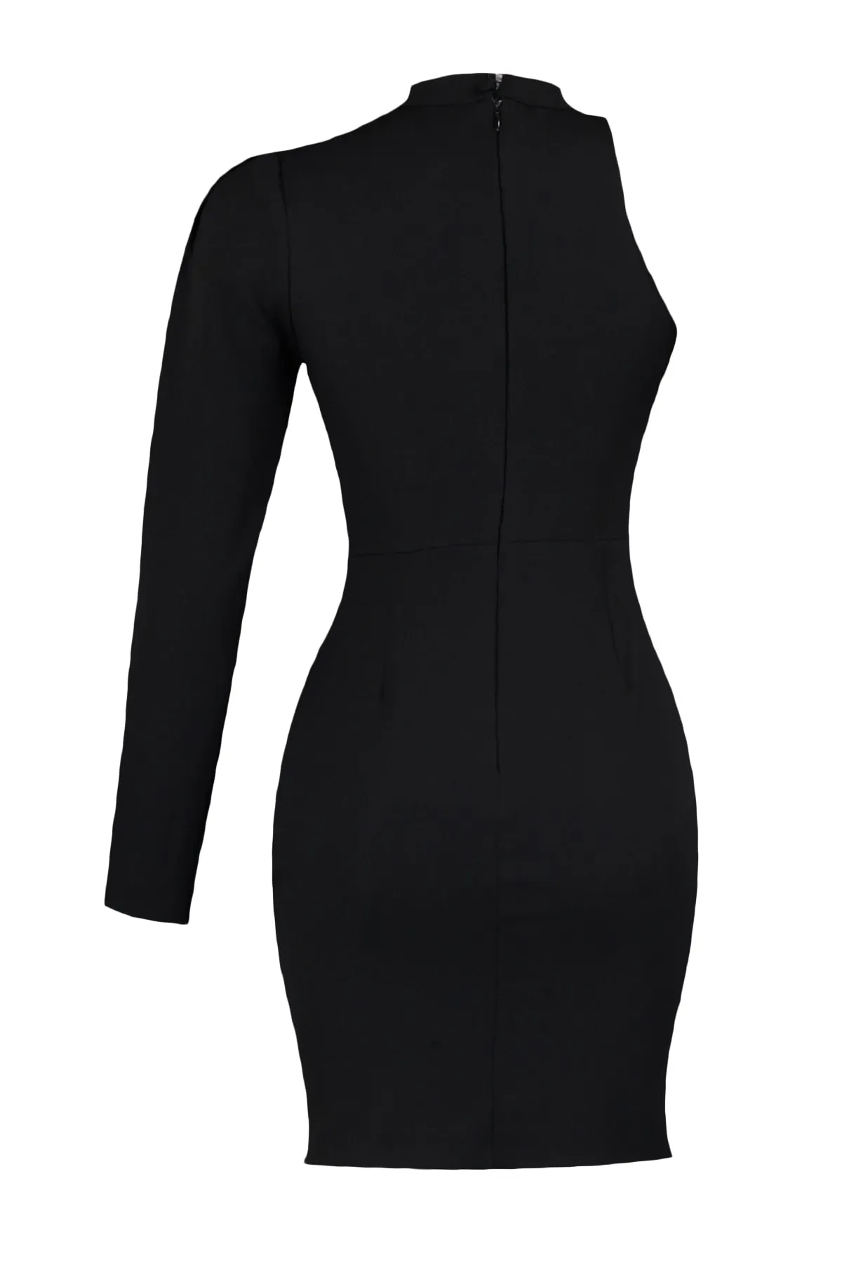 Trendyol Collection  Schwarzes, tief ausgeschnittenes, gewebtes, elegantes Abendkleid TPRAW23EL00090