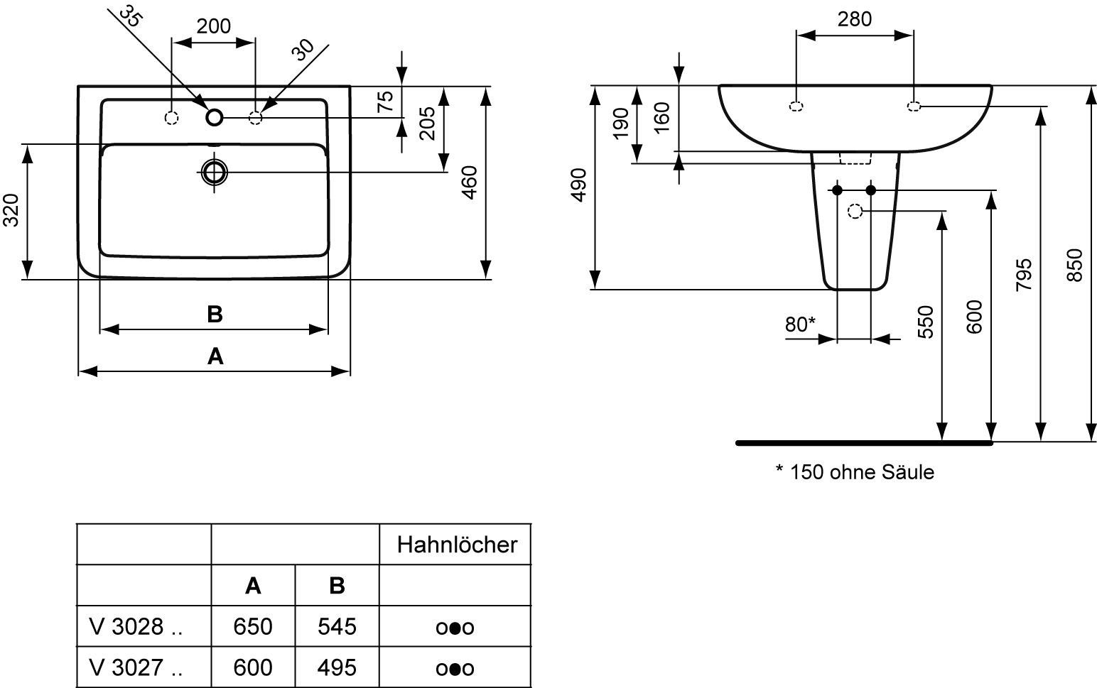 Ideal Standard Waschbecken Waschtisch 60 cm Ideal Standard Komplett-Set (Komplett-Set)