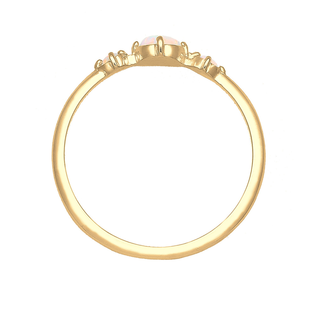 Elli Elli Bague Femmes Bande Géo Vintage Tendance avec Opale Synthétique en Argent Ste Bague