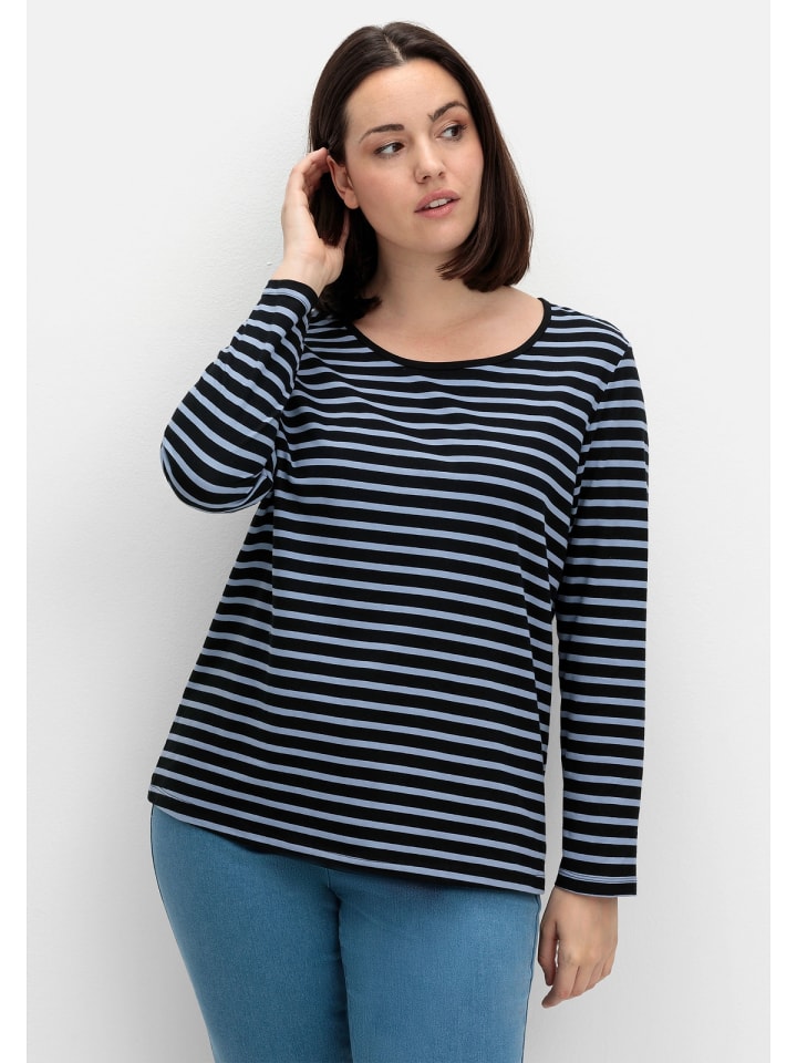 sheego Ringelshirt in taubenblau gestreift günstig kaufen