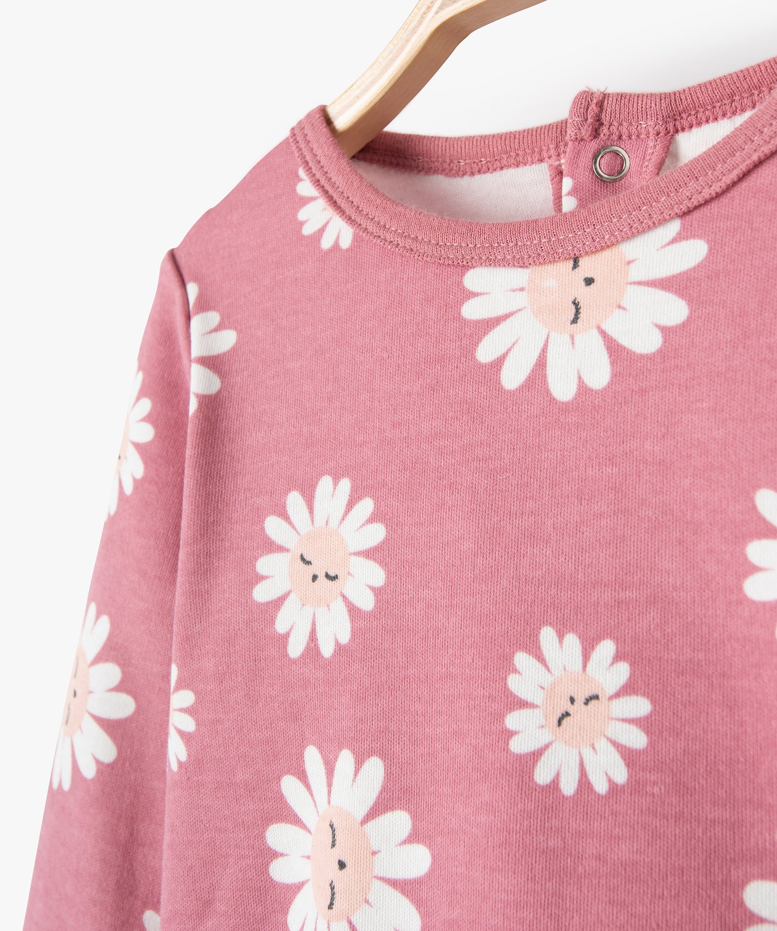 Pyjama bébé en jersey à motif fleuri effet mix&match rose | GEMO