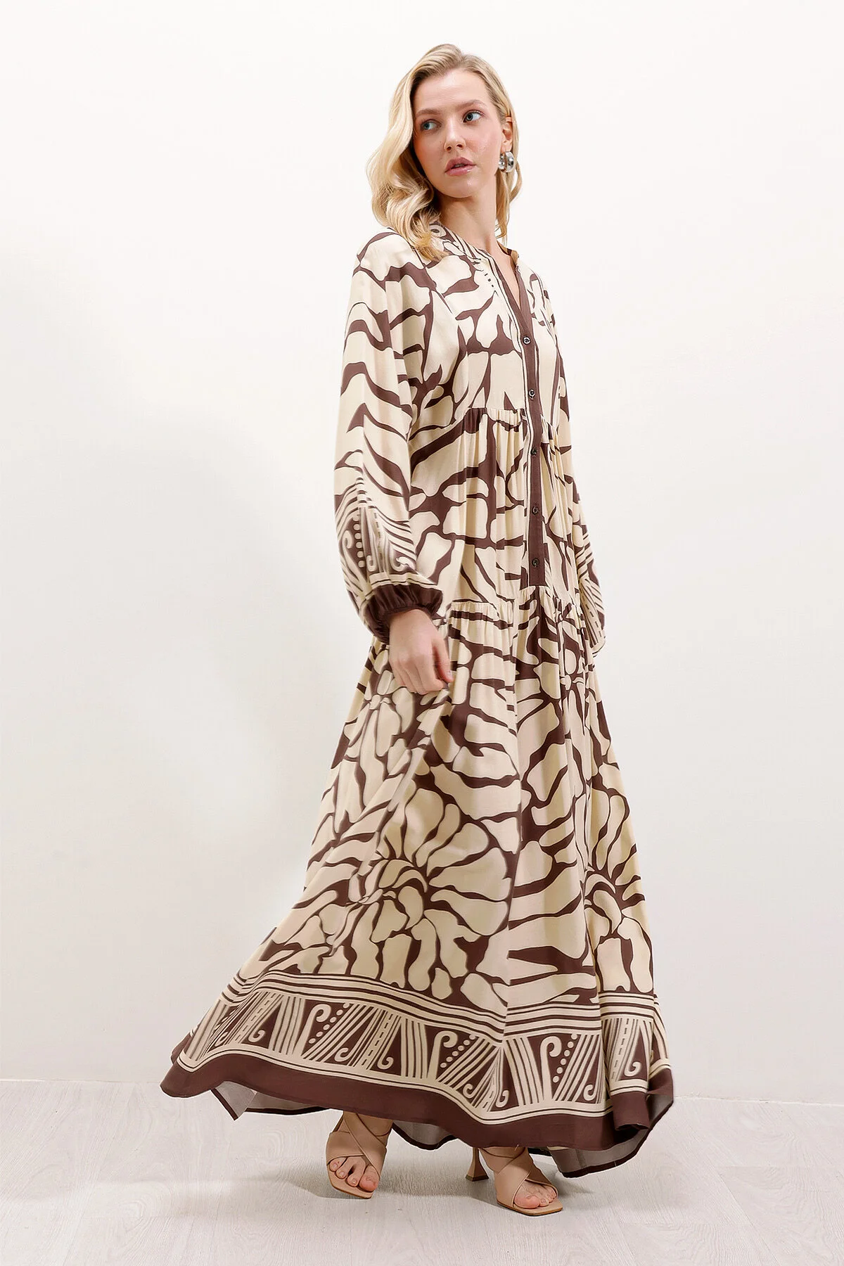 Bigdart  2423 Authentisches gemustertes Kleid - Braun