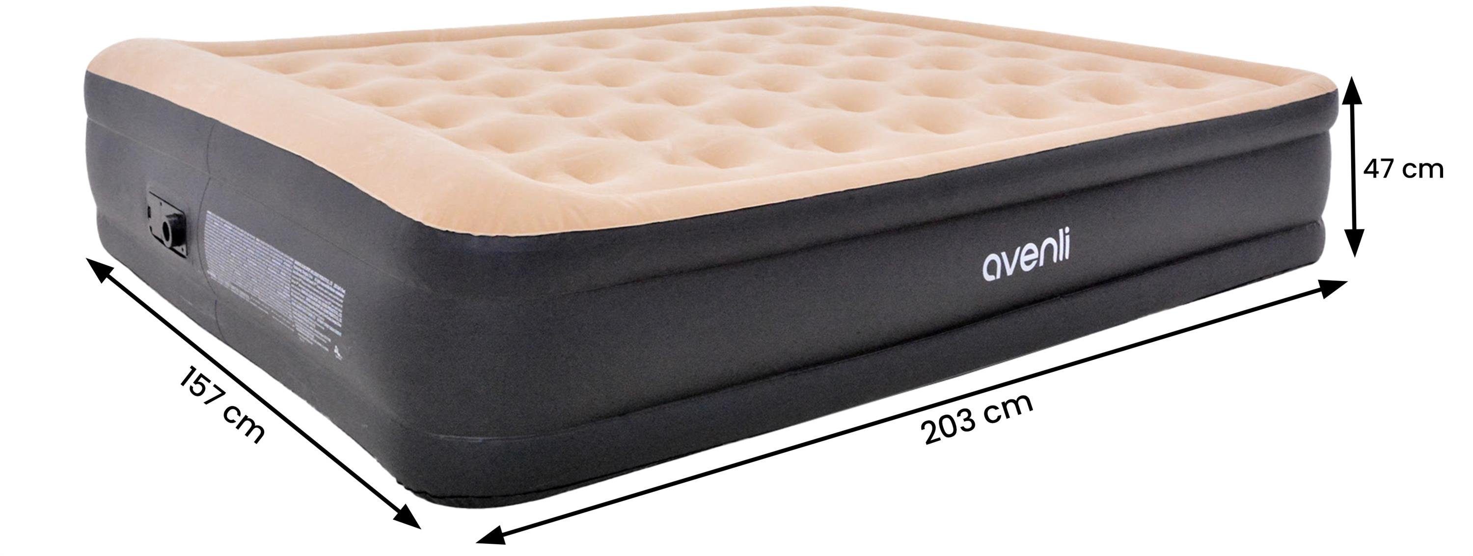 Avenli Luftbett mit integrierter Elektropumpe 203x157x47 cm, (Doppelbett für 2 Personen), mit beflockter Oberfläche
