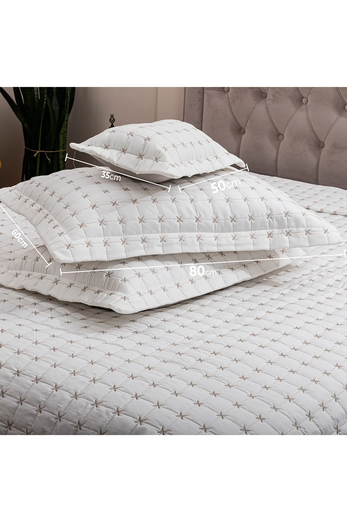 Çeyiz Diyarı  Yıldız Doppelte gesteppte Tagesdecke Creme