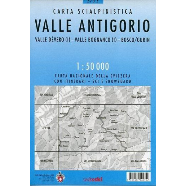 Swisstopo 1 : 50 000 Valle Antigorio Skiroutenkarte - Wanderkarte