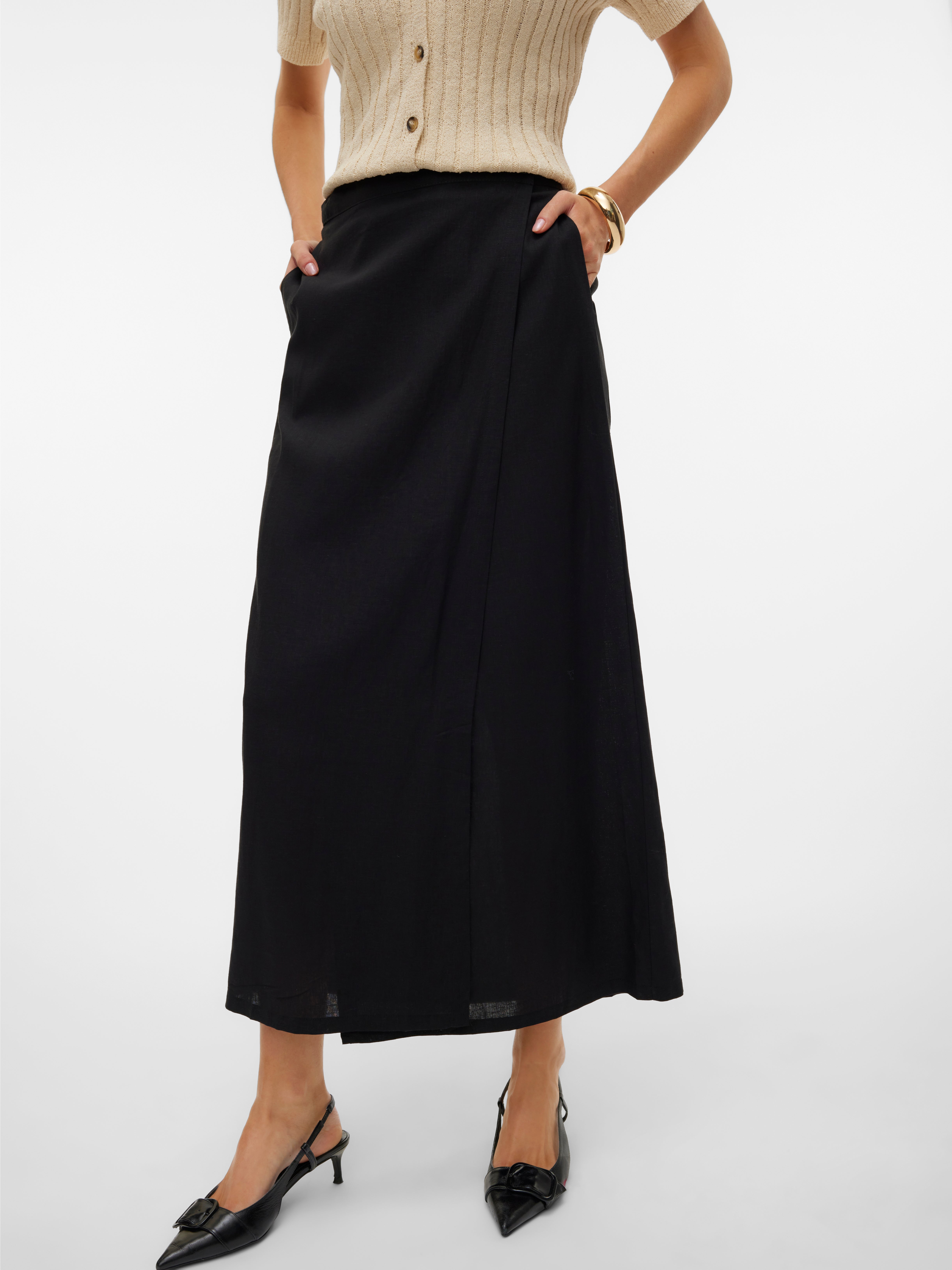 VMINAYAH Hohe Taille Langer Rock