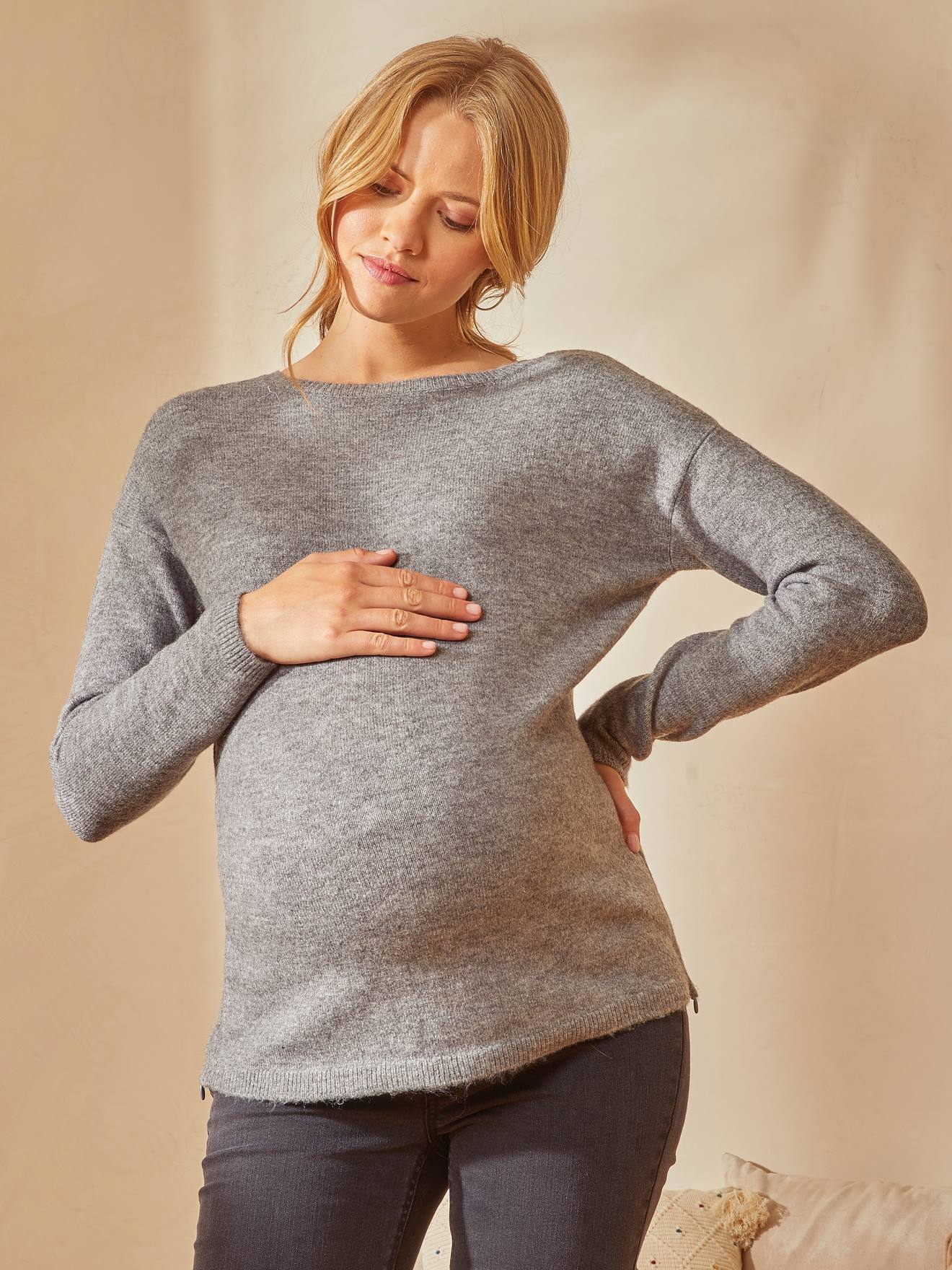 Pull devant/dos grossesse et allaitement rose saumon clair