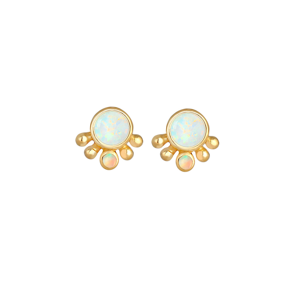 Elli Elli Boucles d'Oreilles Pointes rondes pour dames avec Opal Vintage en 925/1000 a Boucles d'oreilles