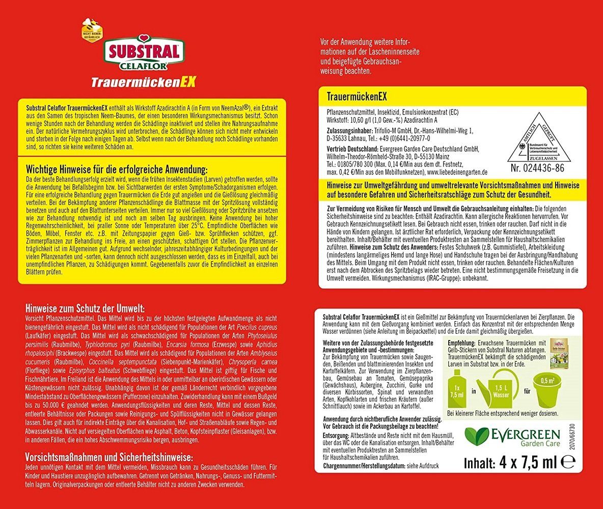 Substral Insektenvernichtungsmittel Substral Celaflor TrauermückenEX - Gegen Larven der Trauermücke und an