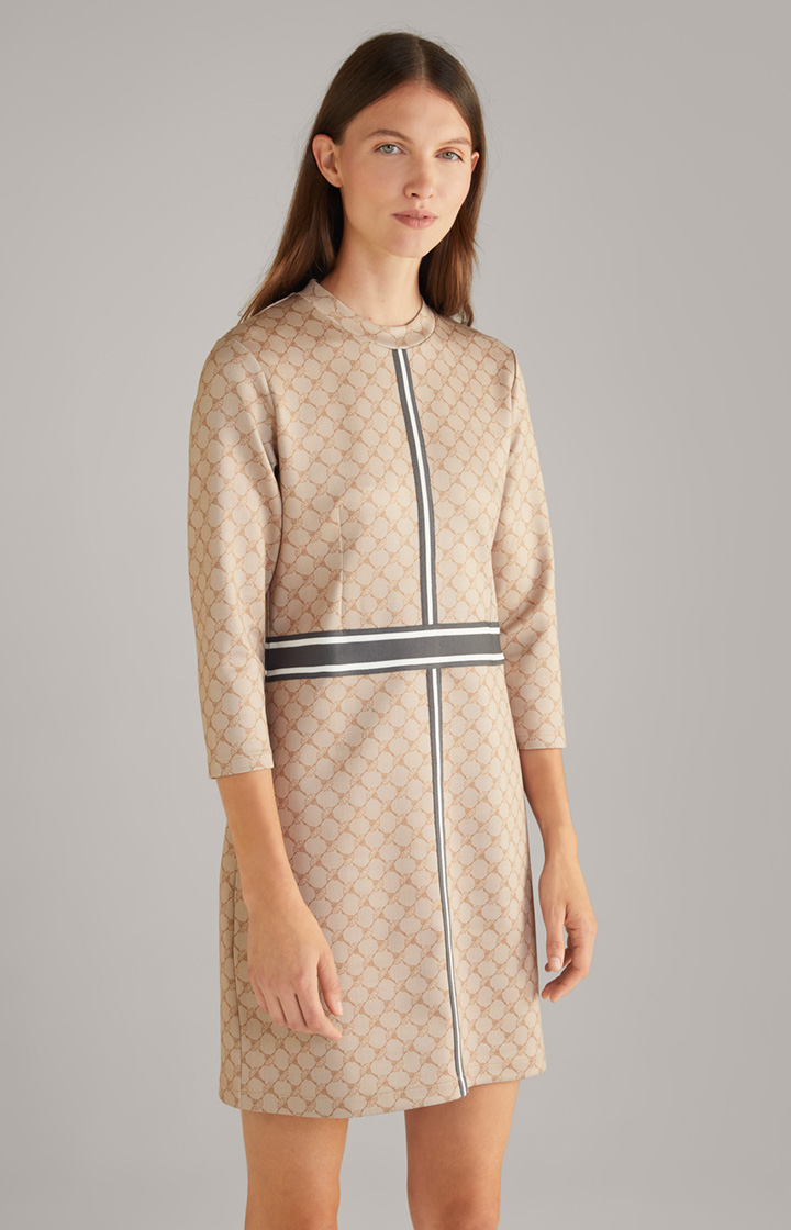 Sweat-Kleid in Beige gemustert