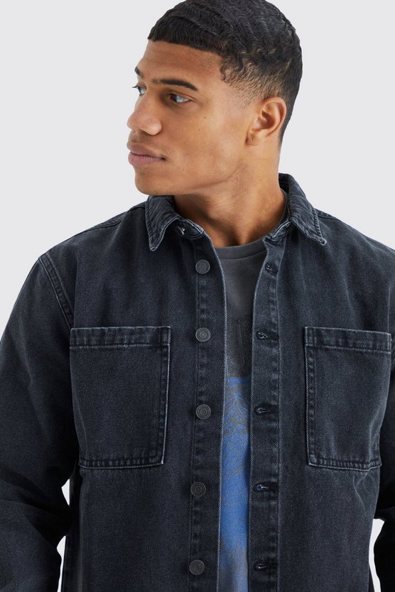 Langärmliges Denim-Overshirt