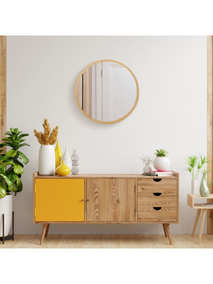 relaxdays Wandspiegel in Natur - Ø 61 cm günstig kaufen onesize