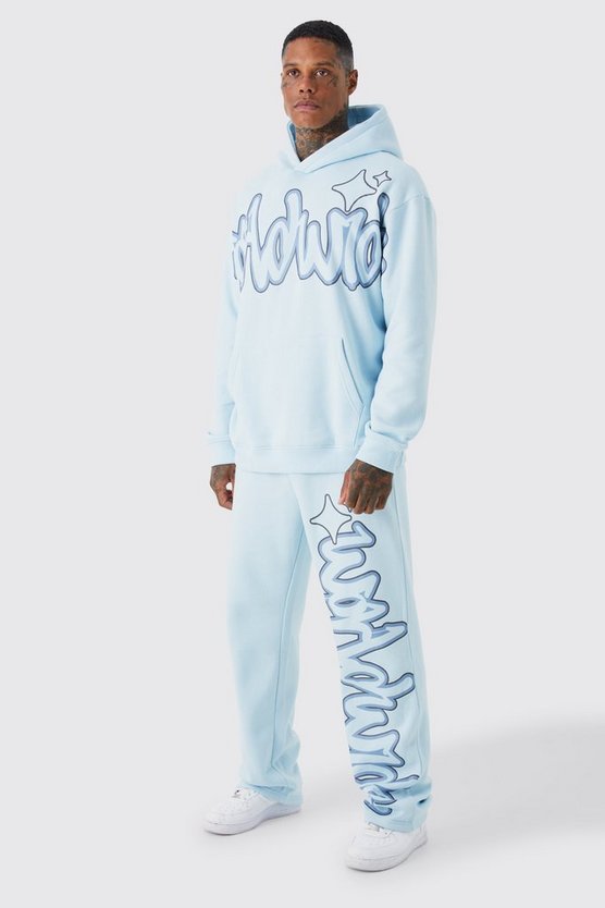 Oversize Trainingsanzug mit Worldwide Graffiti-Print