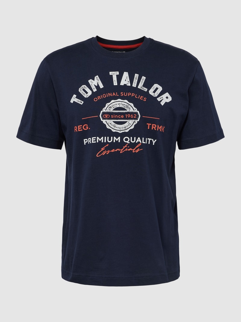 T-Shirt mit Label-Print in marineblau