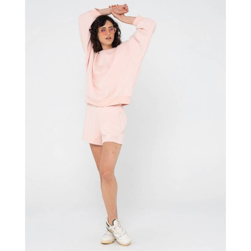 RUSTY RUSTY SCRIPT OVERSIZE CREW NECK FLEECE Rundhalspullover Damen