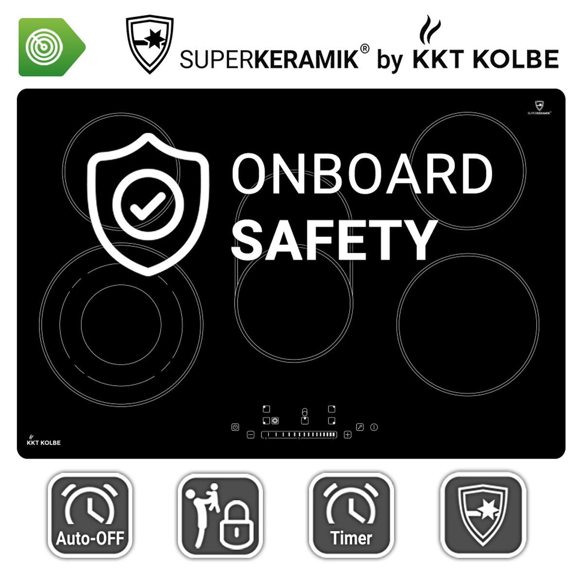 KKT KOLBE Elektro-Kochfeld KF7705RL, 77cm / Autark / 15 Stufen / 5 Zonen / Triple-Zone / Touch / Bräterzone