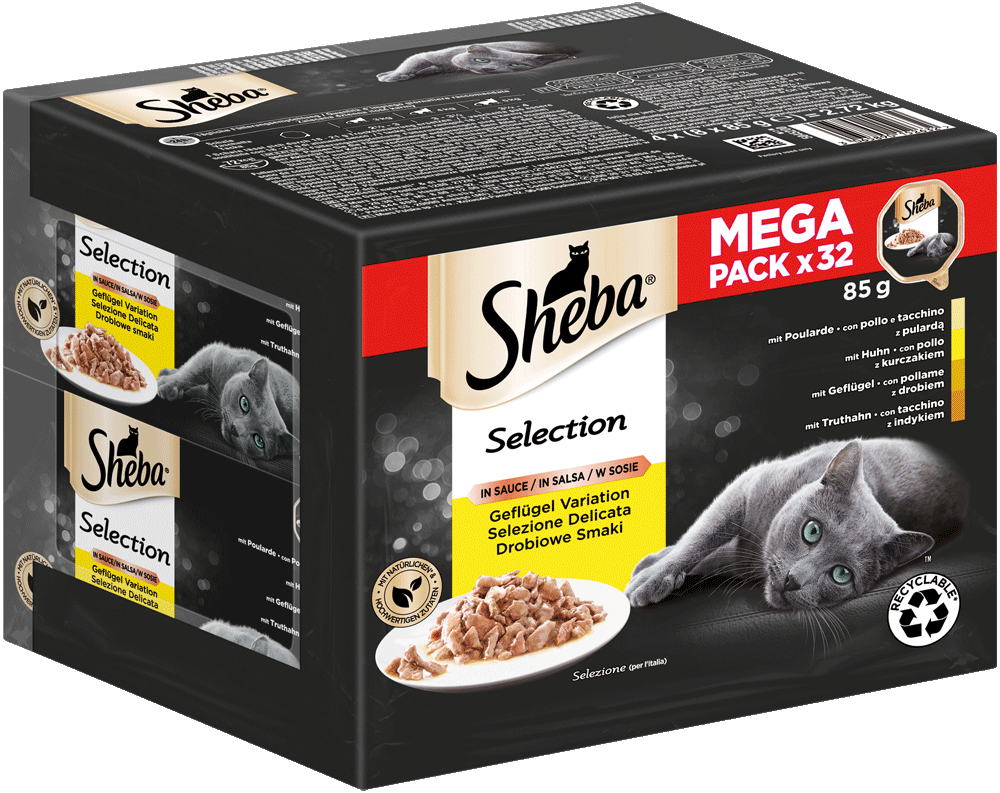 Sheba Schale Mega Pack Selection in Sauce Geflügel Variation 32 x 85g