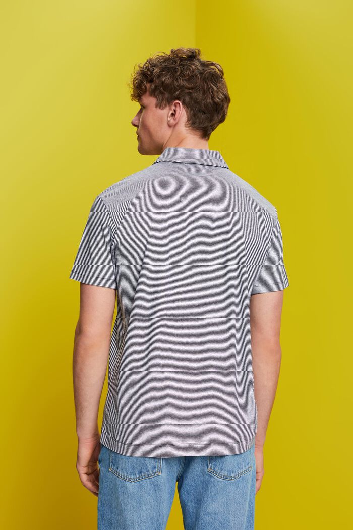 Gestreiftes Jersey Poloshirt, Baumwolle-Leinen-Mix