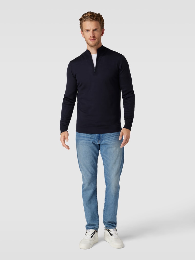 Strickpullover aus Schurwolle Modell 'Marek' in marineblau