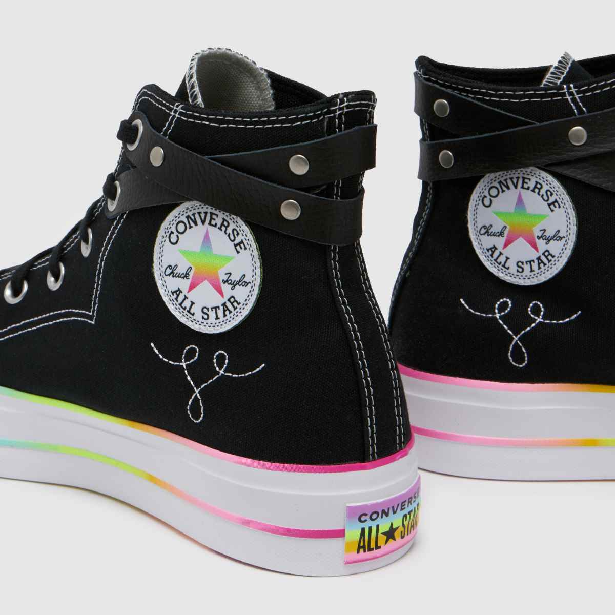 Converse – All Star – Lift Hi Pride – Svarta, flerfärgade sneakers