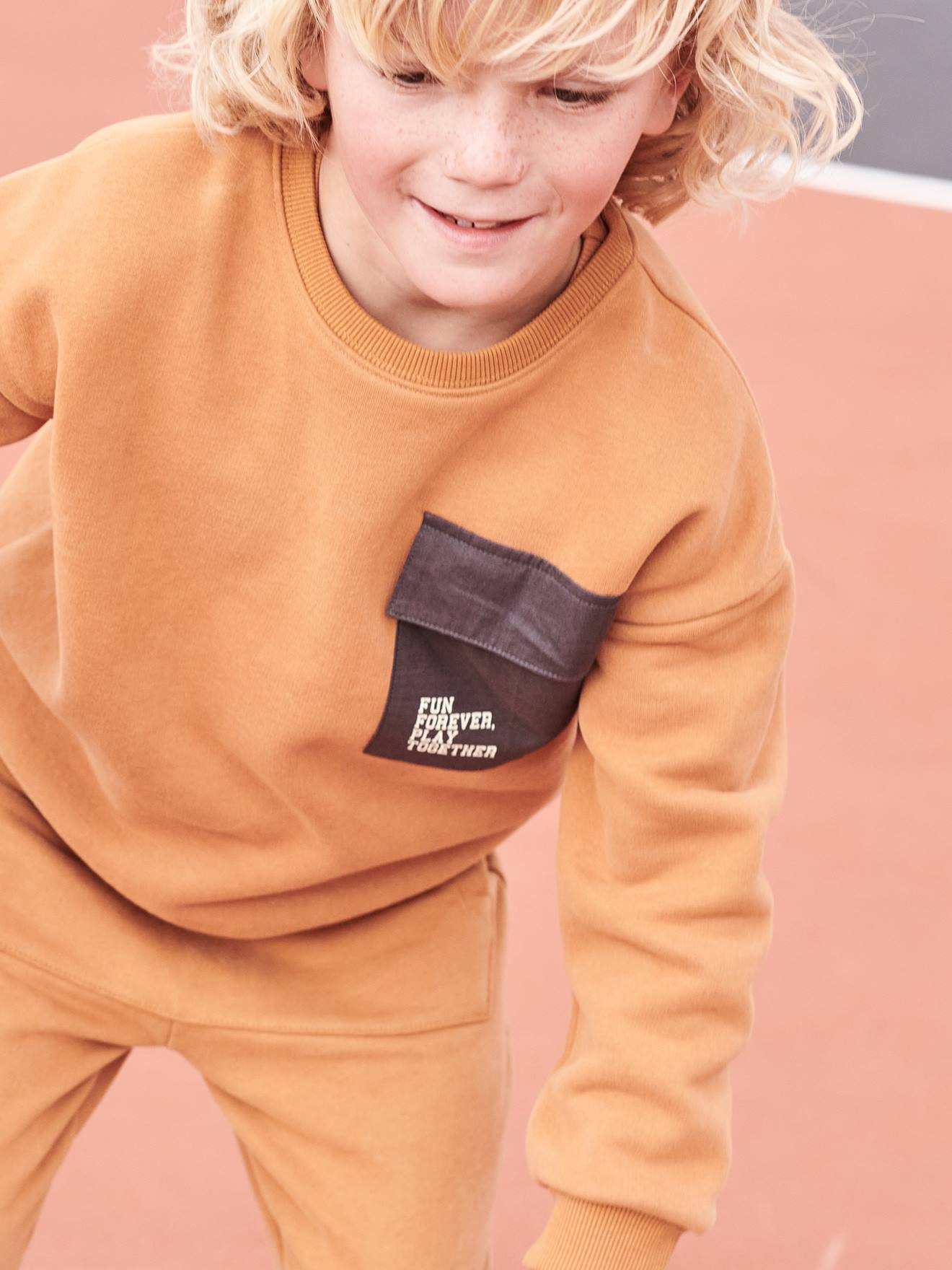 Vertbaudet Jungen Sport-Sweatshirt mit Tasche - braun