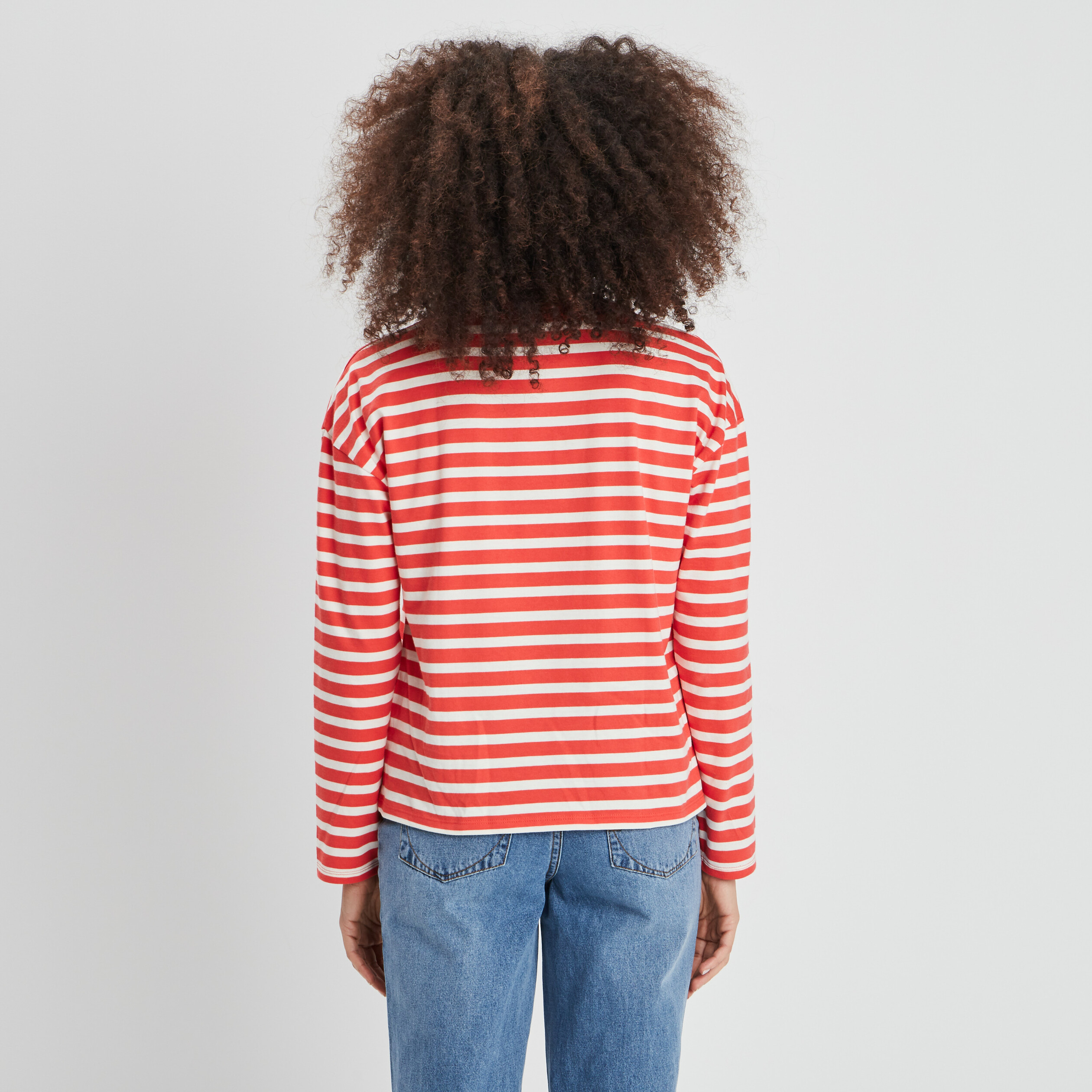 T-shirt marinière manches longues Creeks rouge femme | La Halle