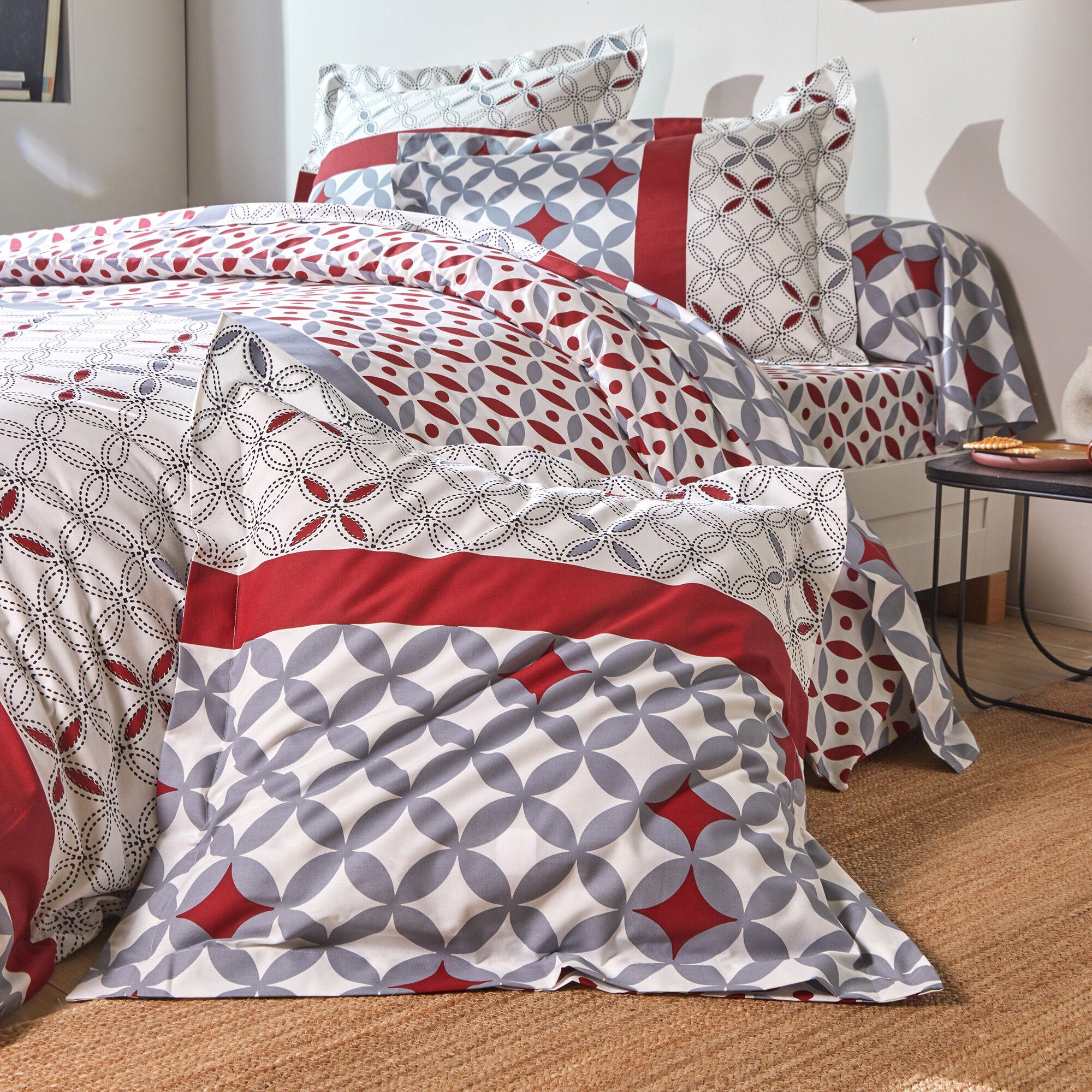 Linge de lit Marlow en coton à motifs géométriques