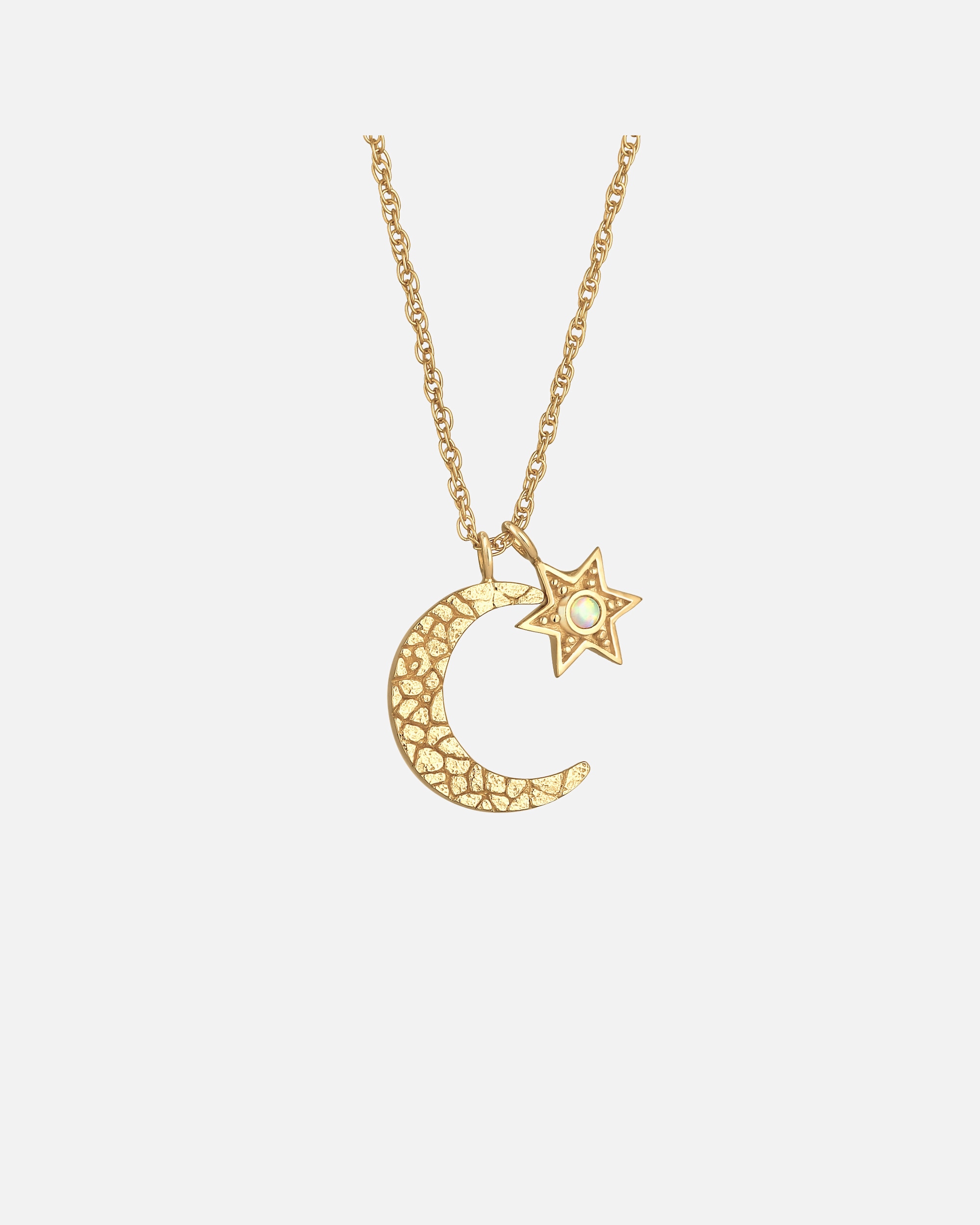 Wisiorek damski Elli Half Moon Star Astro z opalem syntetycznym ze srebra próby 925, pozłacany
