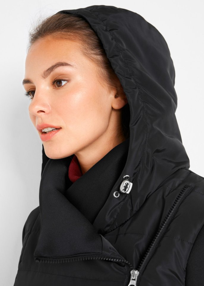 Jacke mit breitem Kragen und Kapuze