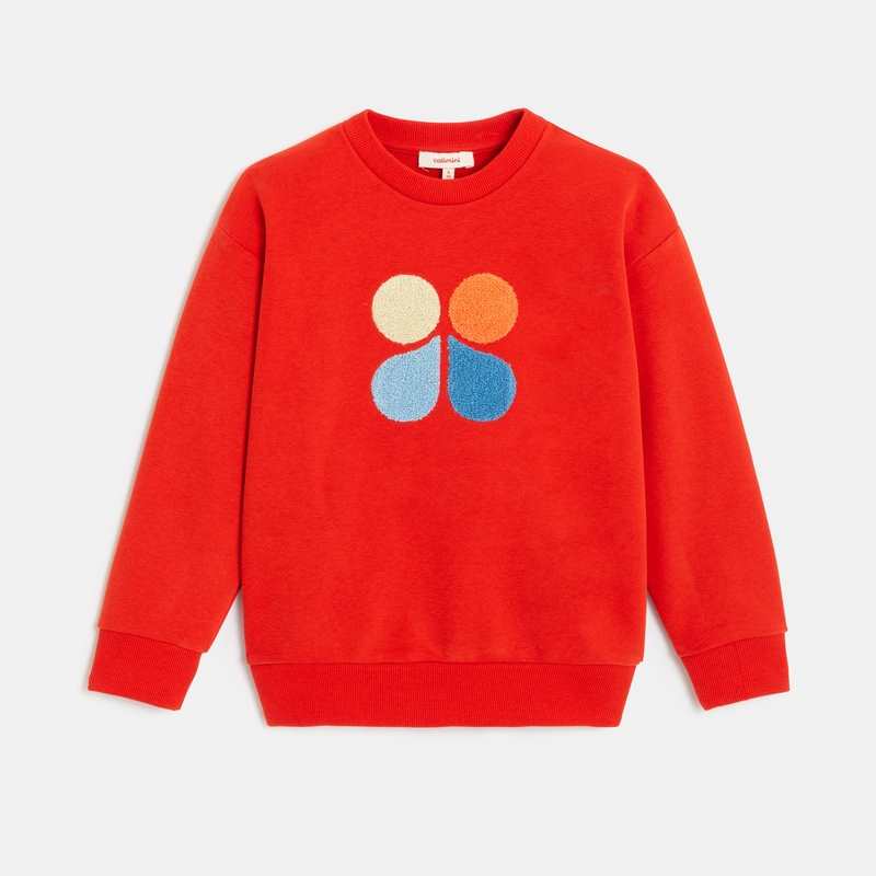 Sweat enfant papillon brodé rouge en coton recyclé mixte Catimini