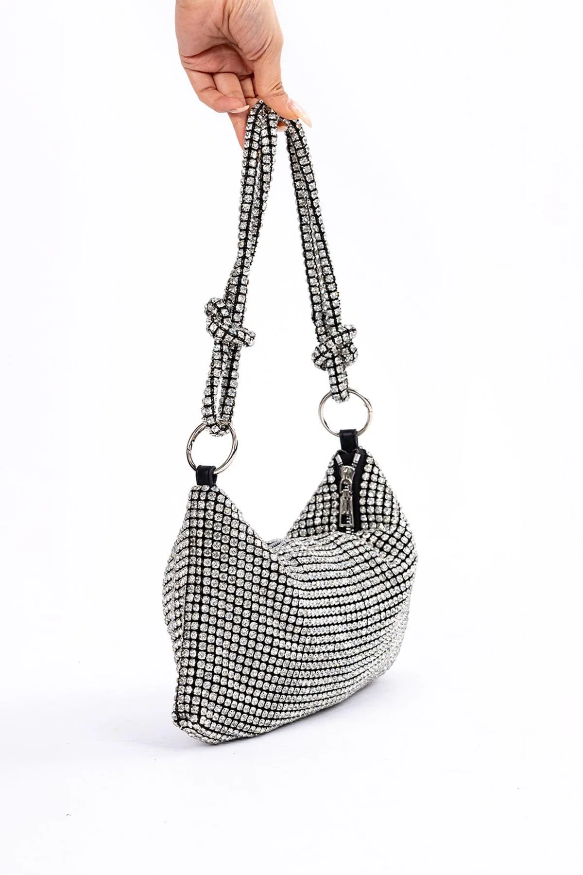 Getcho  Yanko Damen Abendtasche mit besticktem Griff aus Stein