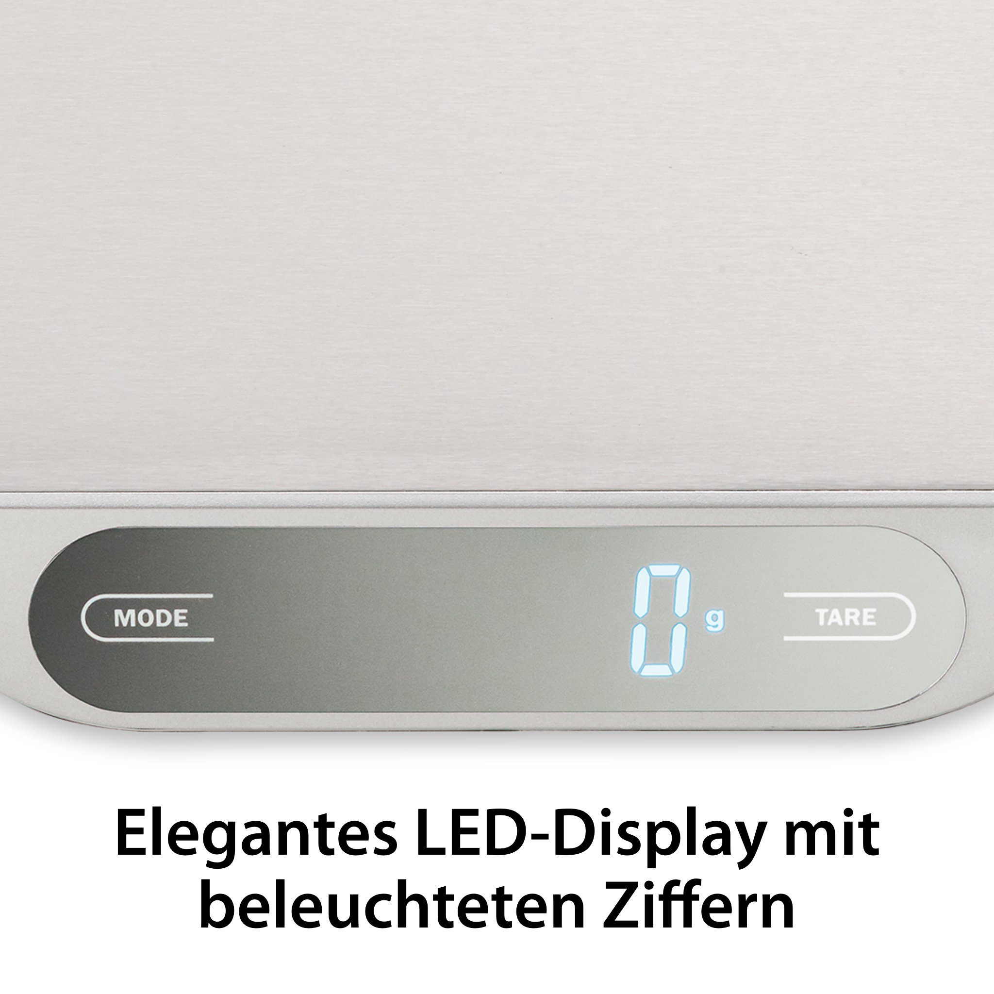 ADE Küchenwaage Waage mit großer XXL-Wiegefläche aus Edelstahl, für präzises Wiegen bis 15kg, mit Zuwiegefunktion (Tara) und Auto-Hold