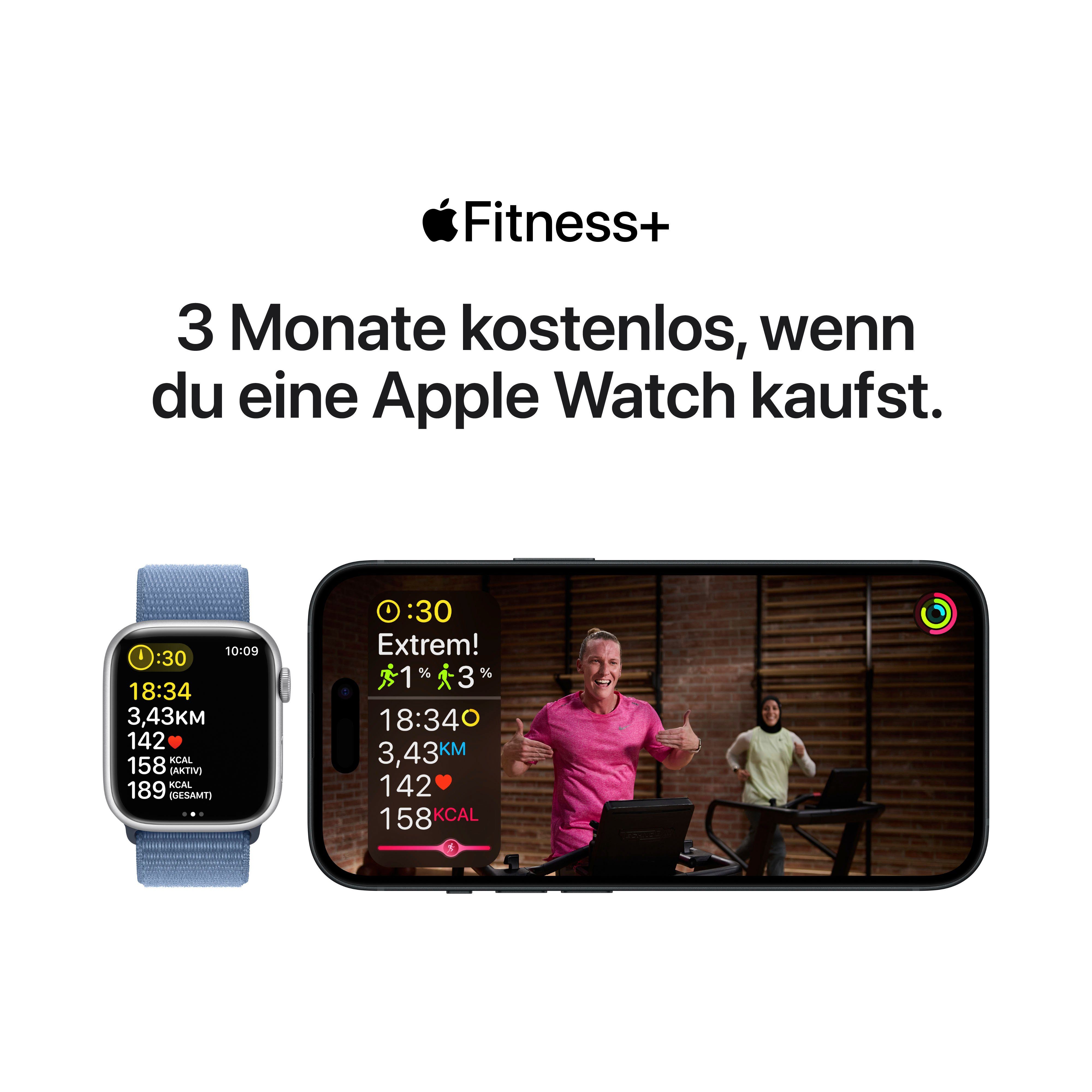Apple Watch Series 9 GPS Aluminium 45mm Smartwatch (4,5 cm/1,77 Zoll, Watch OS 10), Sport Loop