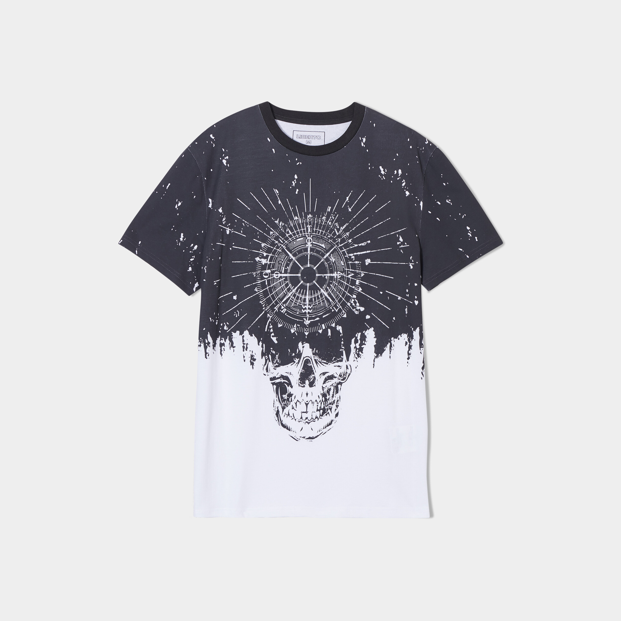T-shirt manches courtes col rond Liberto noir homme | La Halle