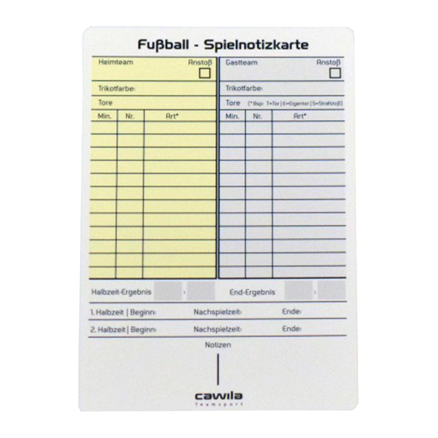 Cawila Spielnotizkarten Fußball 50er Set Weiss