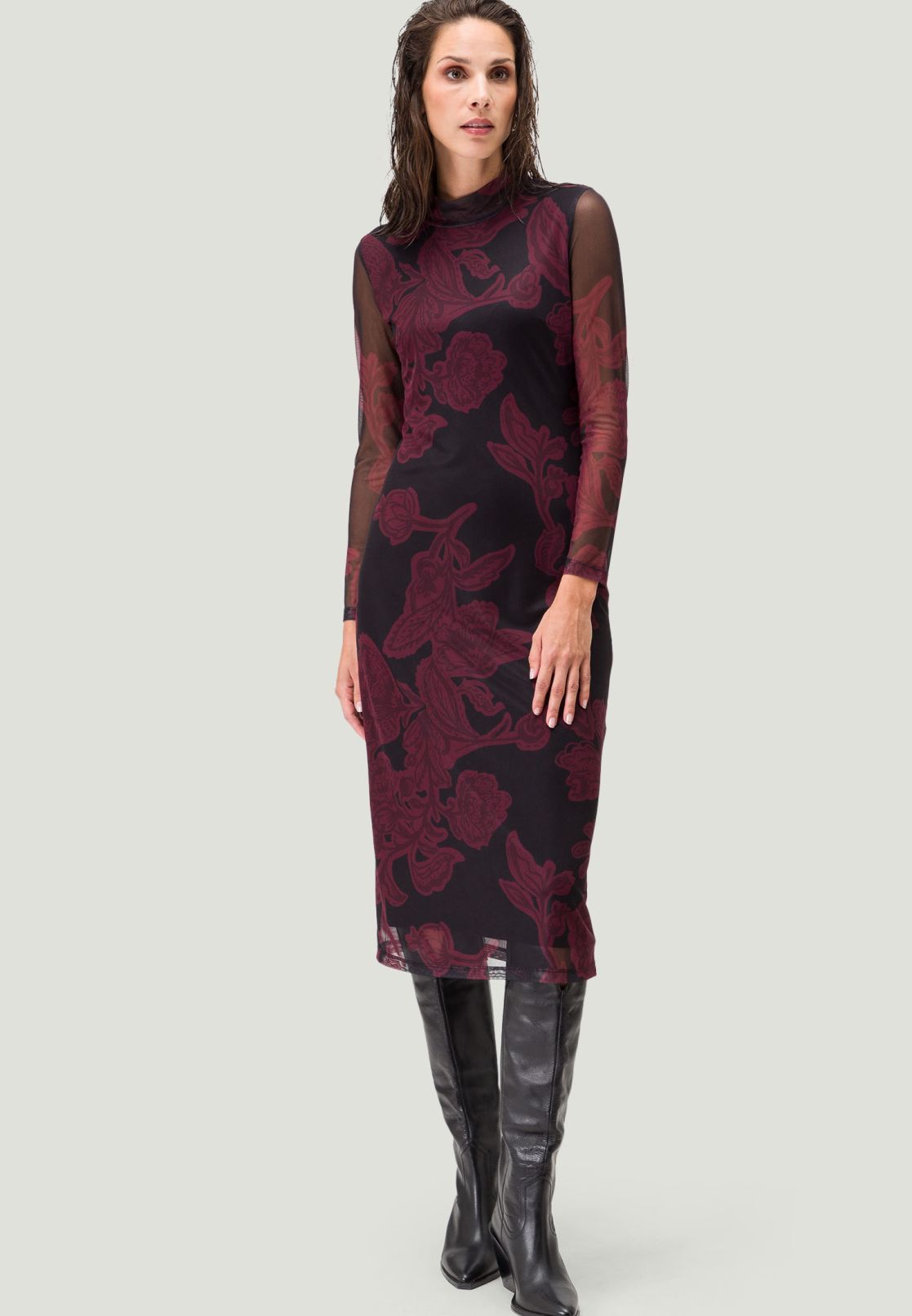 Meshkleid mit Blumendruck