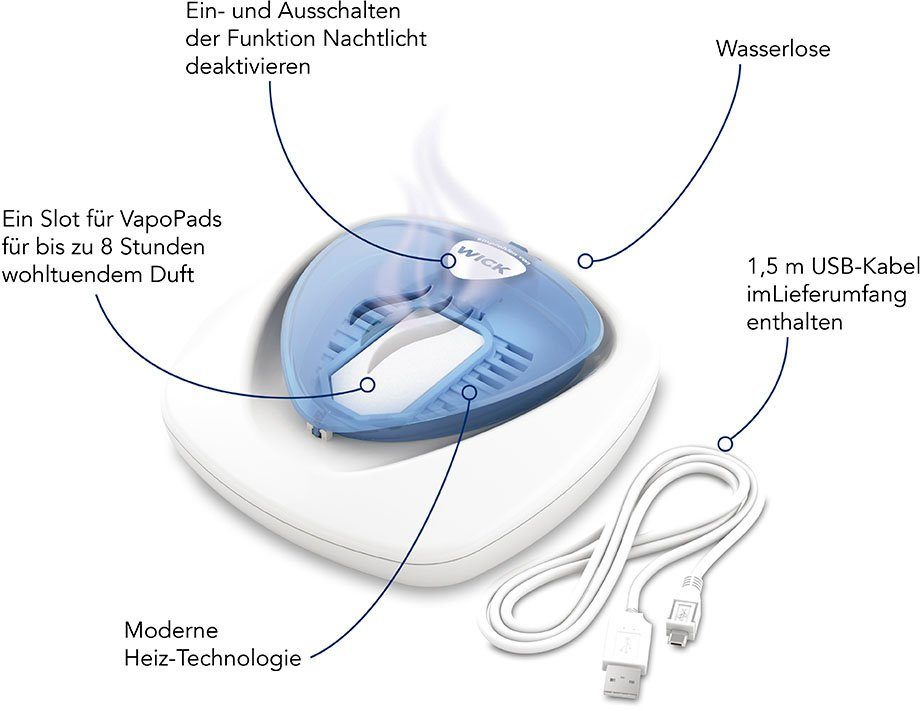 WICK Diffuser WH1800EU, wasserloser tragbarer Aroma Diffusor