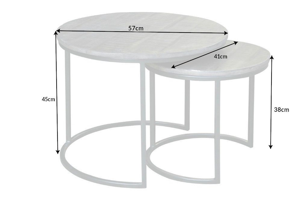 riess-ambiente Beistelltisch ELEMENTS 57cm grau (Set, 2-St), Massivholz · Metall-Gestell · Holztisch · Industrial